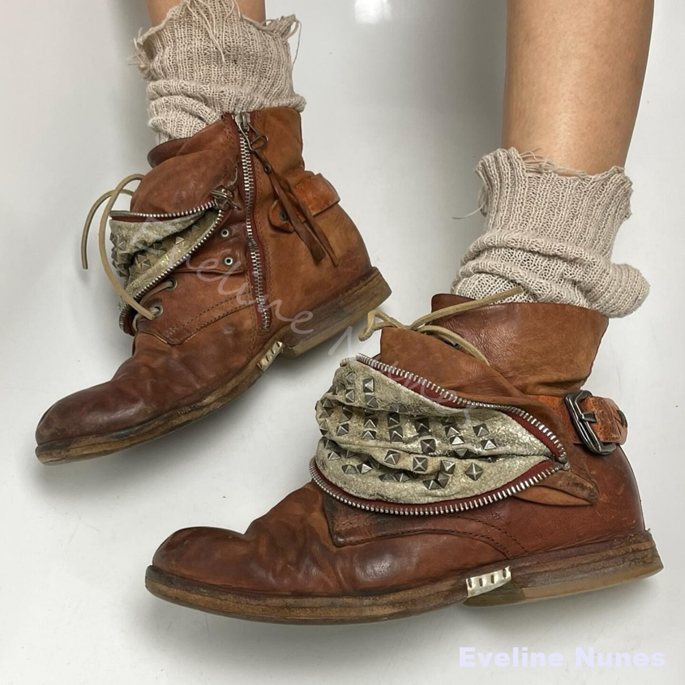 Vintage Leatherwork - Vintage Distressed Brown Ankle Boots Men