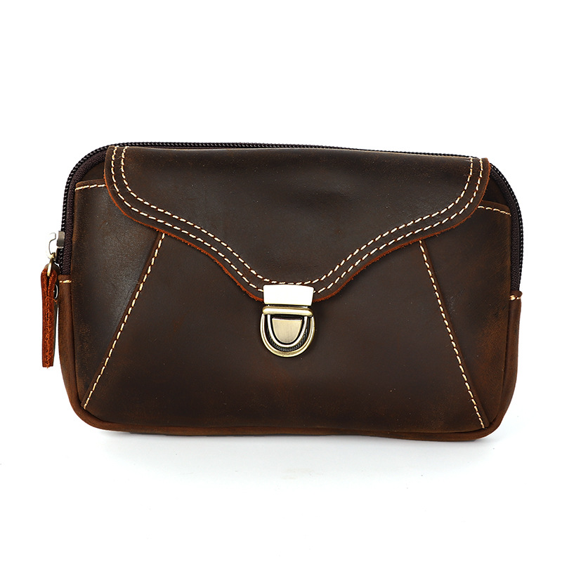 Leather Work Bag - Men's leather waist bag, men's genuine
