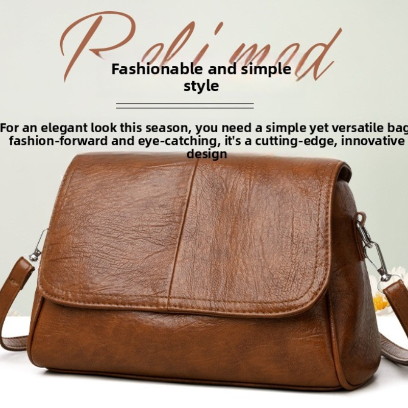 Vintage Leatherwork - Soft Faux Leather Flap Crossbody Bag