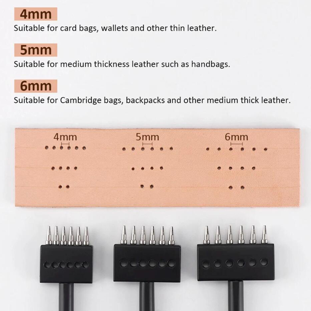 Black Prong Punch Tool Set 3pc - Leather Punch Revolving 评论和价格