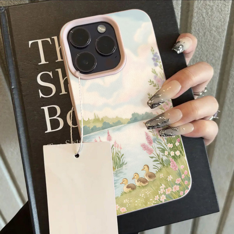Cute Duck Pattern Phone Case F - Leather X 评论和价格