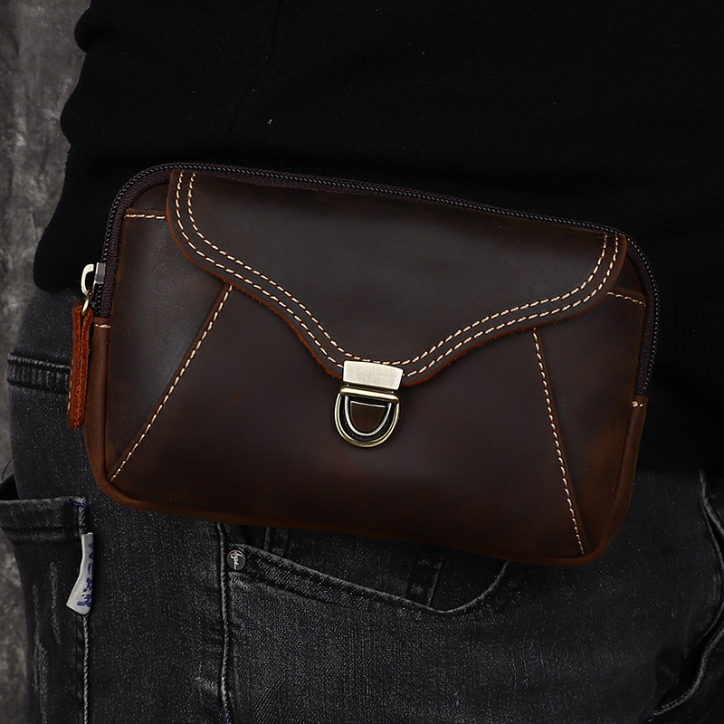 Men's leather waist bag, men's - Leather Work Bag 评论和价格