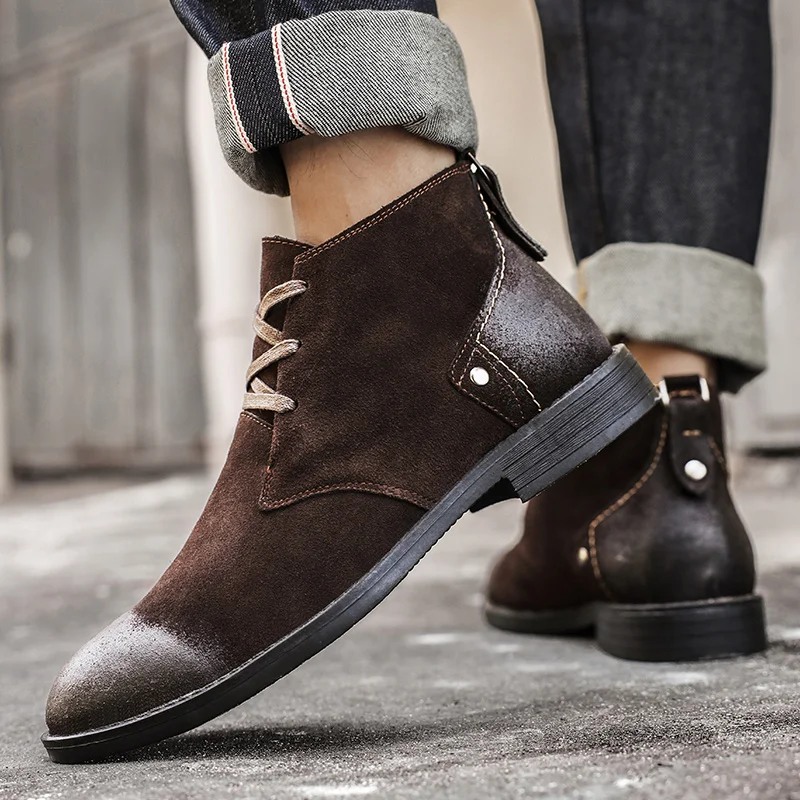 New Cow Suede Ankle Boots Hand - Vintage Leatherwork 评论和价格