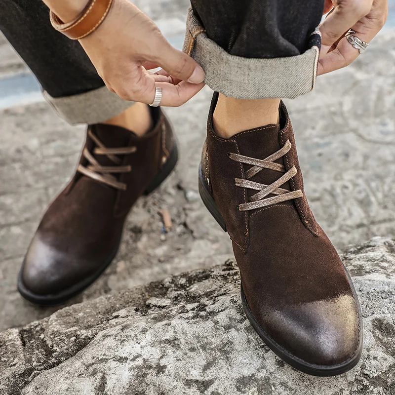 New Cow Suede Ankle Boots Hand - Vintage Leatherwork 评论和价格