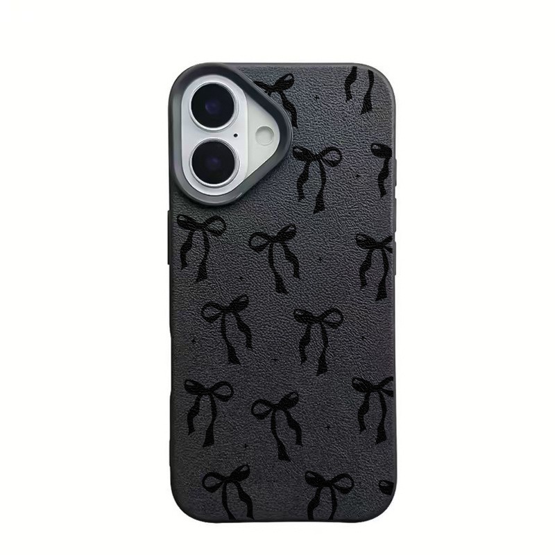 Black Polka Dot Bow Lychee Tex - Leather X 评论和价格