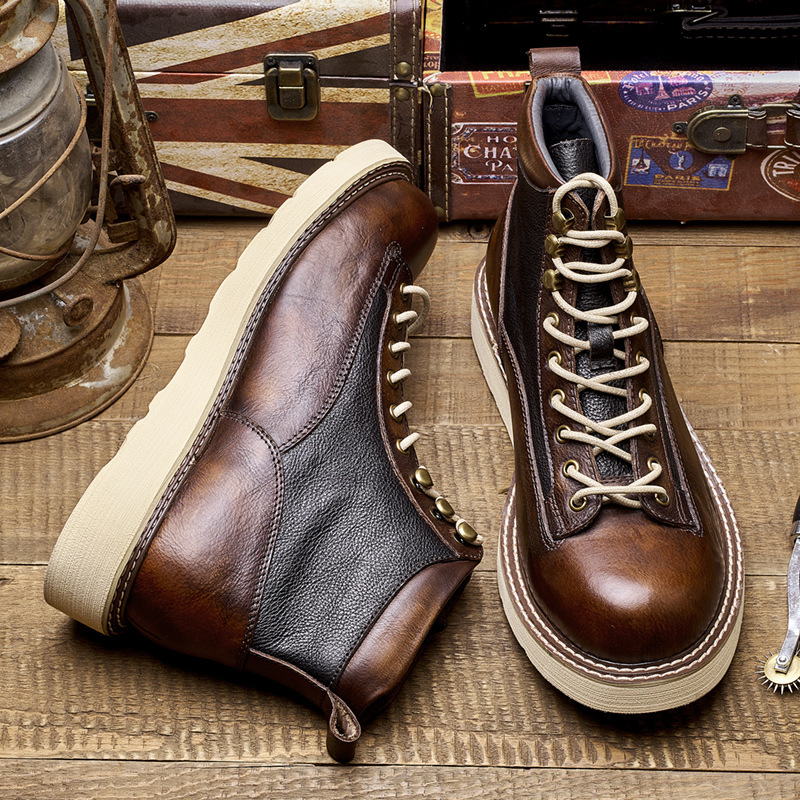 Men's Short Toe Work Boots, Am - Vintage Leatherwork 评论和价格