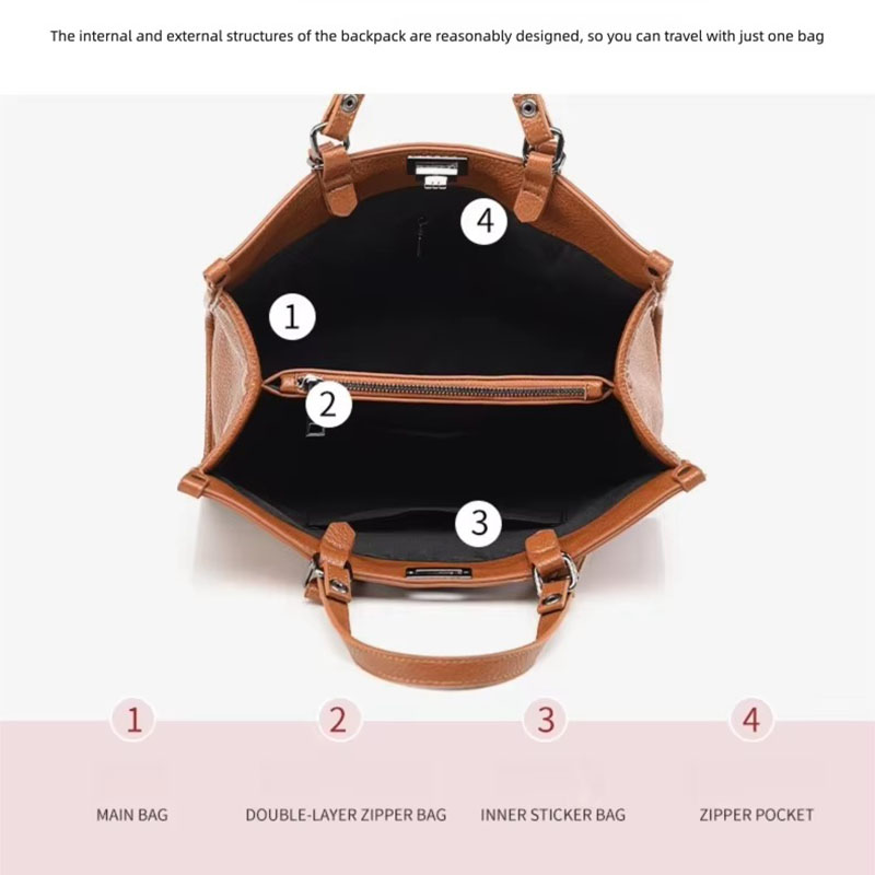 Women Large Capacity Tote Bag  - Vintage Leatherwork 评论和价格