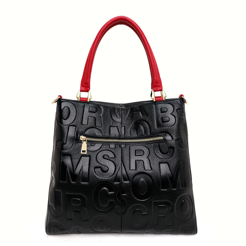 Genuine Cowhide Embossed Lette - Leather Work Bag Women 评论和价格