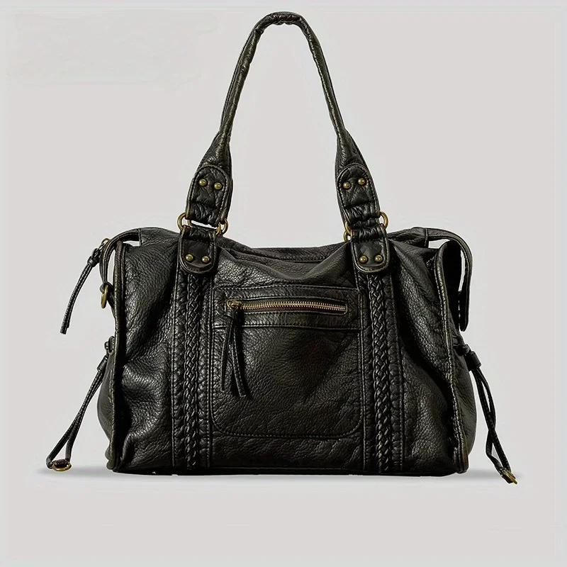 ​​Braided Trim Black Leather T - Leather Work Bag Women 评论和价格