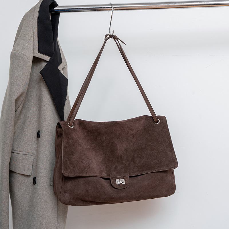 Genuine Suede Leather Underarm - Leather Work Handbags 评论和价格