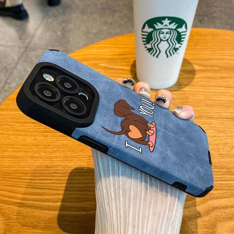 Cute Dachshund Heart Print Pho - Leather X 评论和价格