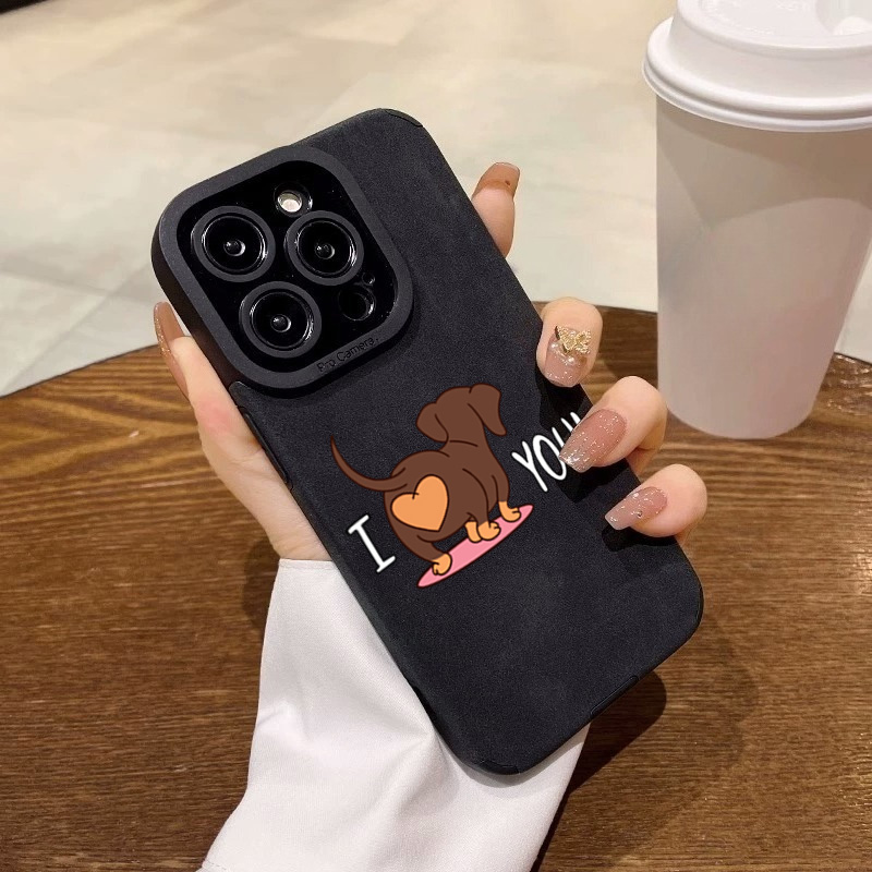 Cute Dachshund Heart Print Pho - Leather X 评论和价格